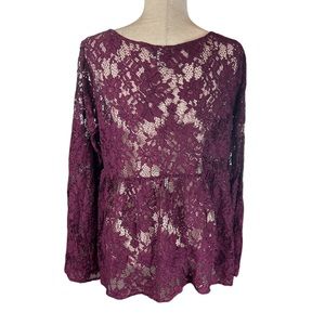 Torrid Lace Overlay Peplum Bell Sleeve Blouse Size 1x​